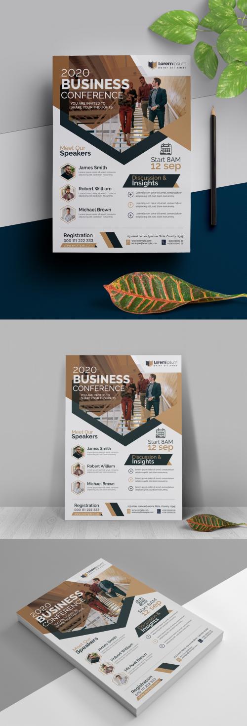 Conference Flyer Layout with Bronze Accents - 323753112