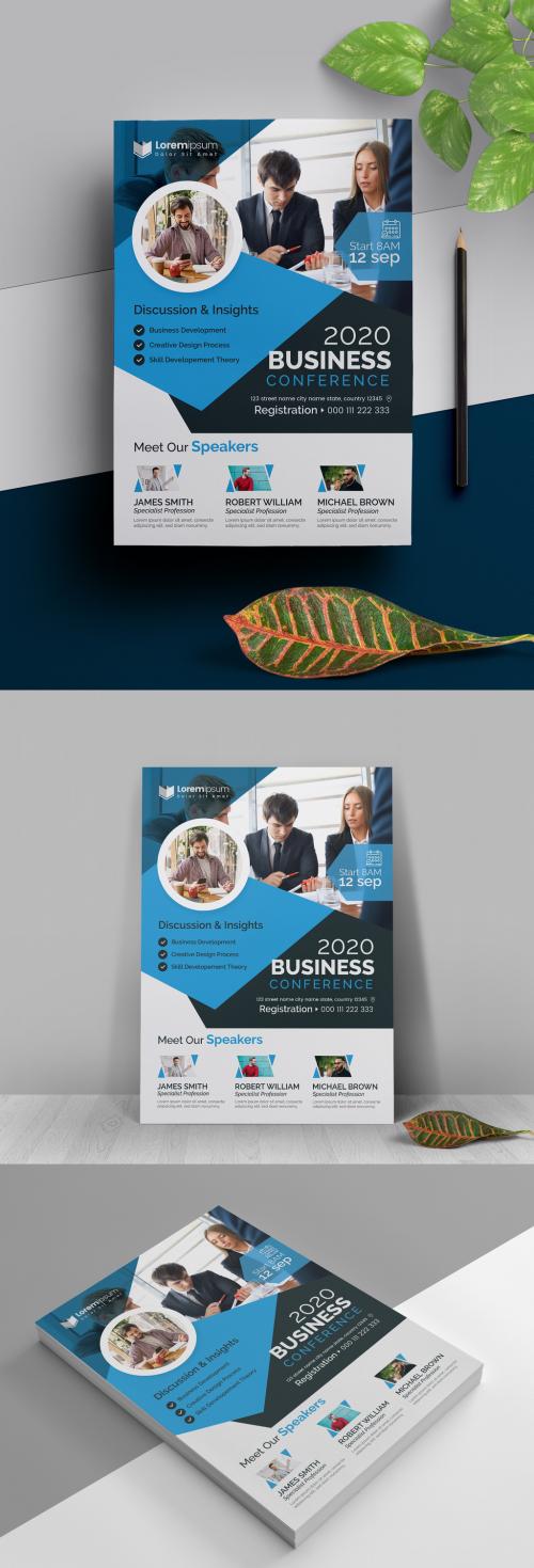 Seminar Event Flyer Layout with Blue Accents - 323753161