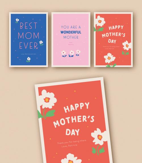 Mother's Day Card Layouts with Floral Accents - 324013429