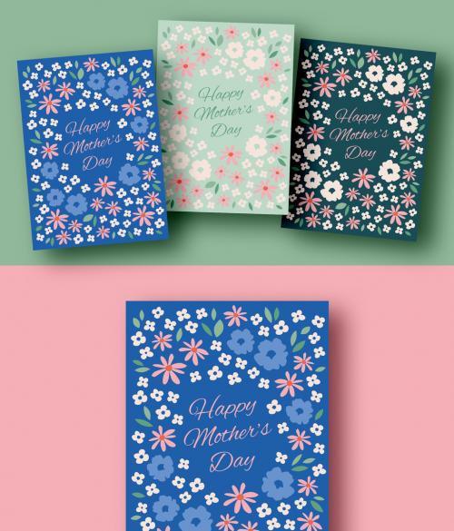 Mother's Day Card Layouts with Flower Illustrations - 324013460