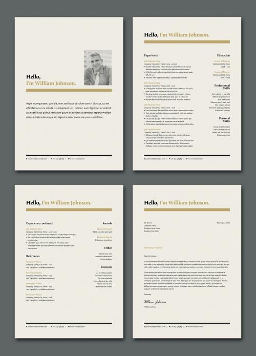 Resume and Cover Letter Layout with Tan Accents - 324013476