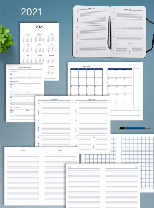 2021 Monthly and Weekly Planner Layout - 324050489