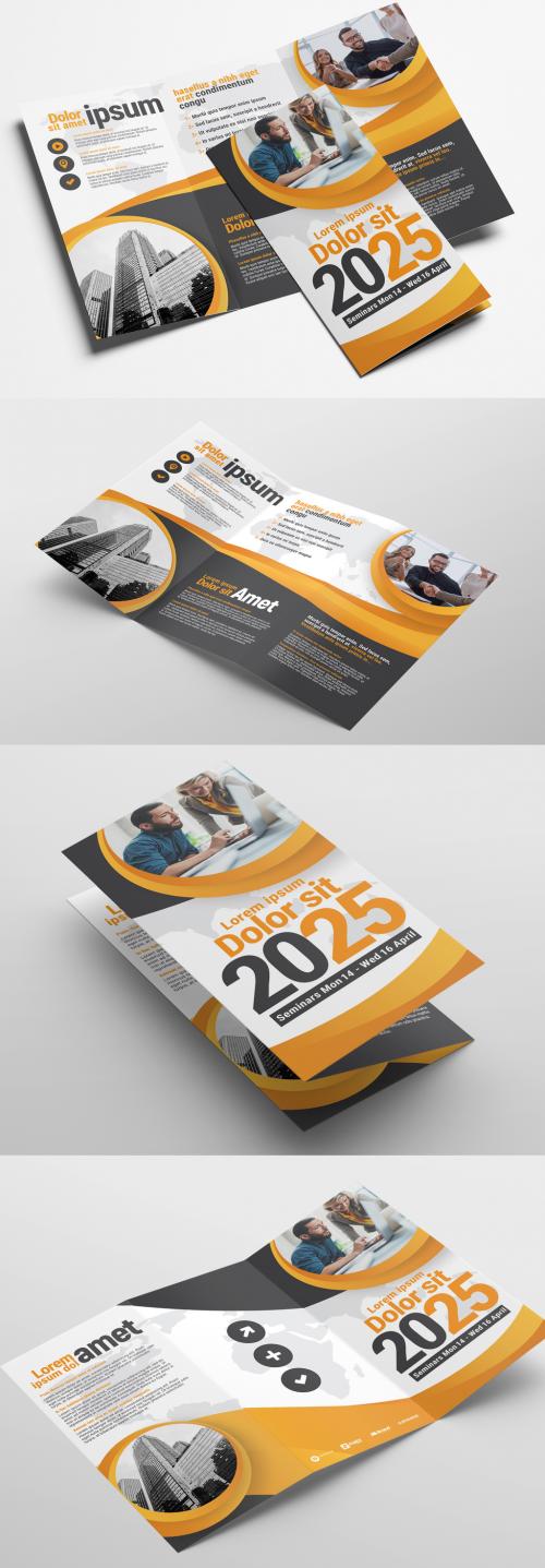 Trifold Brochure Layout with Modern Corporate Theme - 324308174