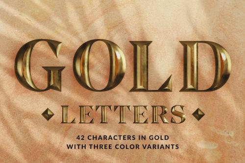 Gold Letters - 3D Alphabets and Numbers