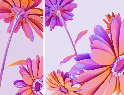 Holographic Flowers Abstract Backgrounds