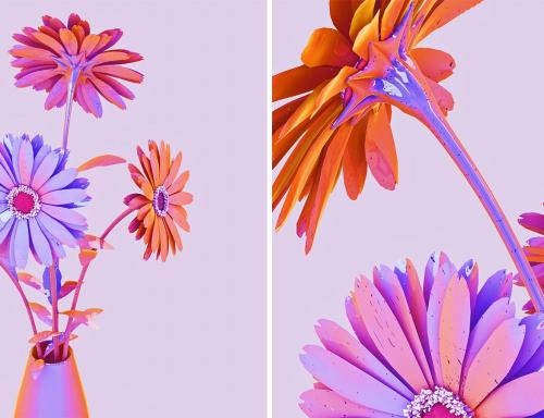 Holographic Flowers Abstract Backgrounds