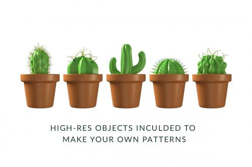 Cactus Plant Patterns Bundle