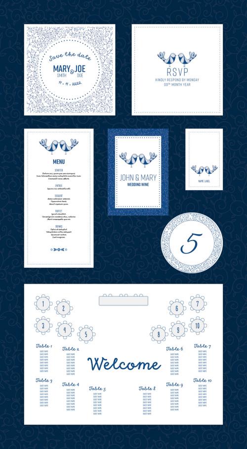 Light and Blue Floral Wedding Invitation Set - 324348431