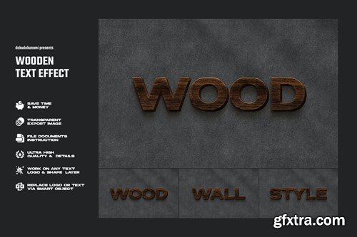 Wooden Text Effect U6AD32T