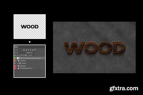 Wooden Text Effect U6AD32T