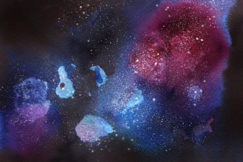 10 Watercolor space backgrounds set