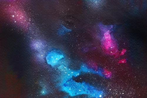 10 Watercolor space backgrounds set