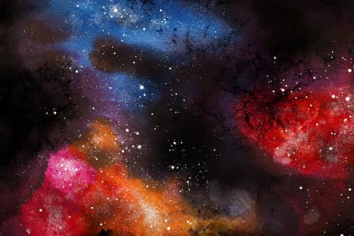 10 Watercolor space backgrounds set