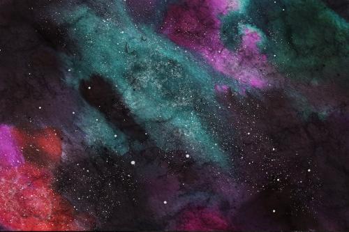 10 Watercolor space backgrounds set