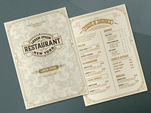 Restaurant Menu Layout with Ornamental Elements  - 324605916