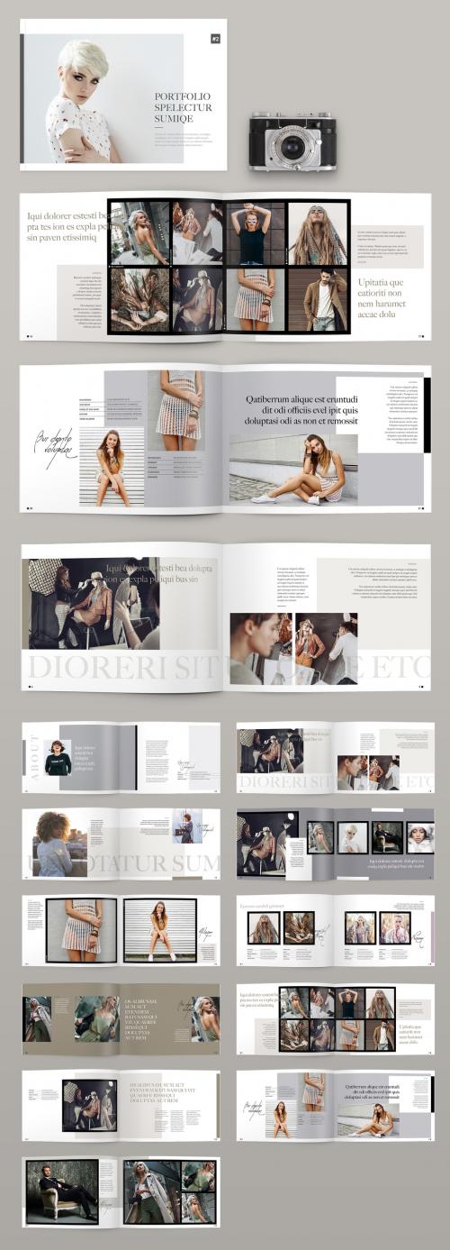 Gray and White Brochure Layout with Black Accents - 324640019