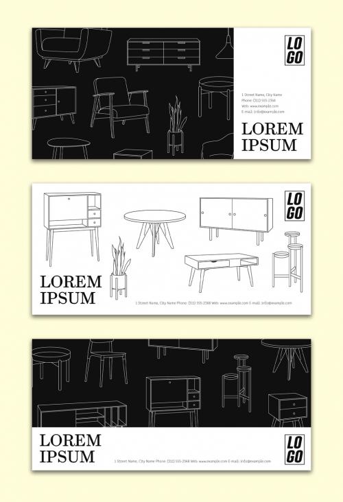 Dl Voucher Layouts with Furniture Illustrations - 324892834