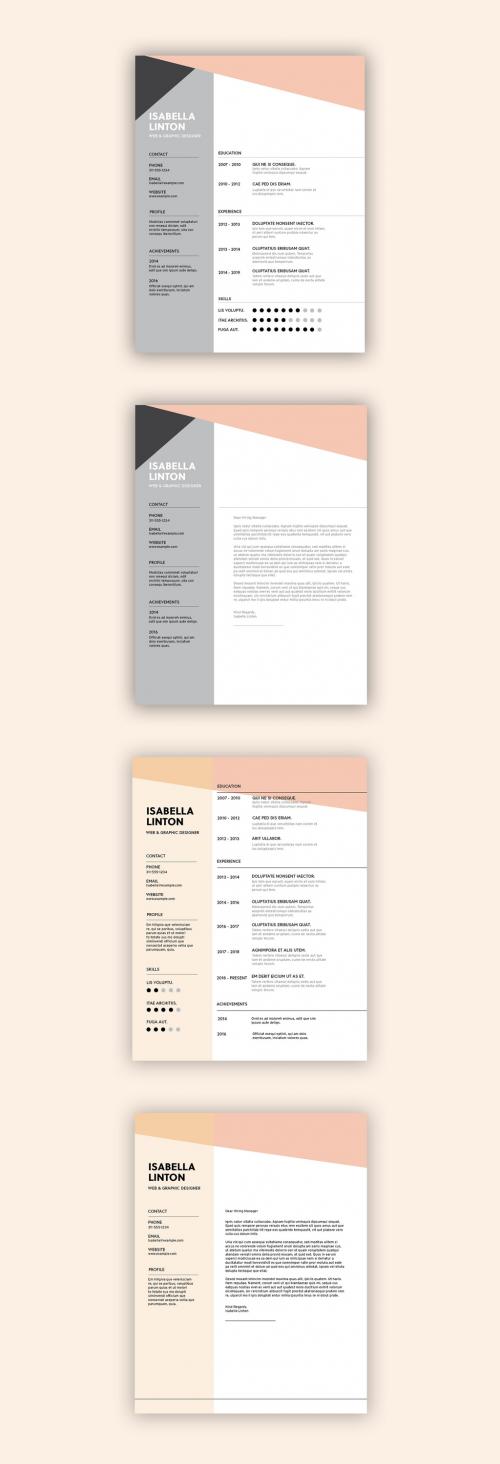 Pink and Gray Resume Layout Set - 324939557