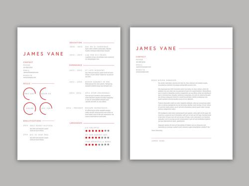 Resume Layout Set with Red Accents - 324939629