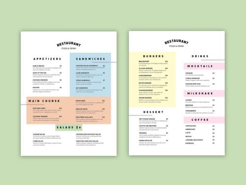 Menu Layout Set with Pastel Colorblock Elements - 324939653