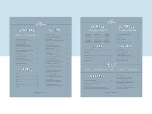Blue Menu Layout Set with White Accents - 324939726