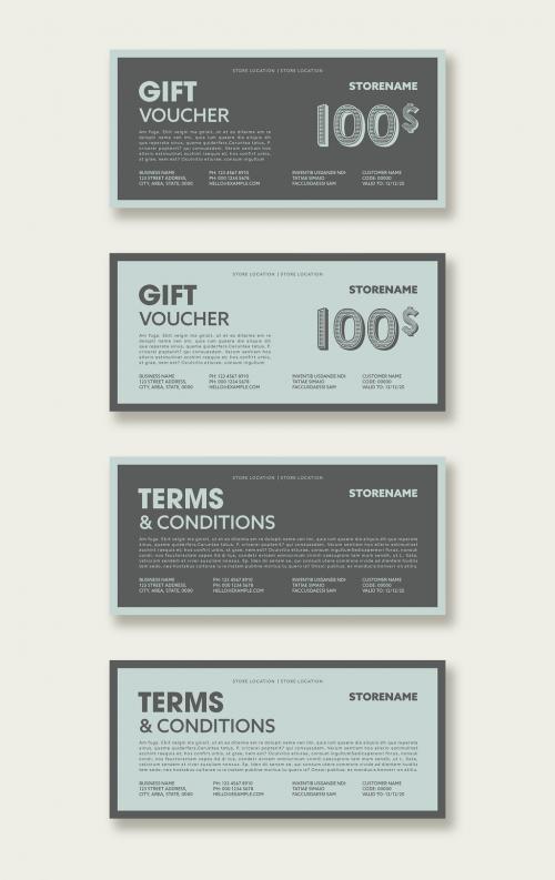 Light Teal and Gray Gift Voucher Layout - 324939779