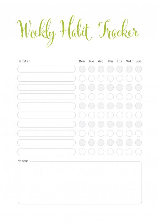 Weekly Habit Tracker Layout - 325808357