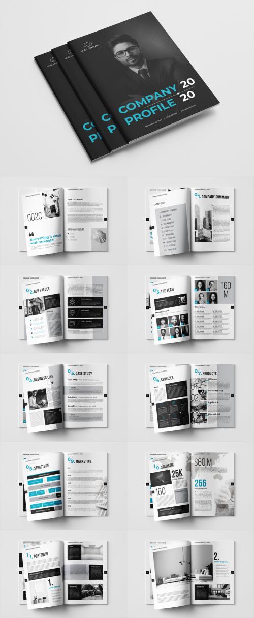 Company Profile Layout with Blue and Gray Accents - 325823625