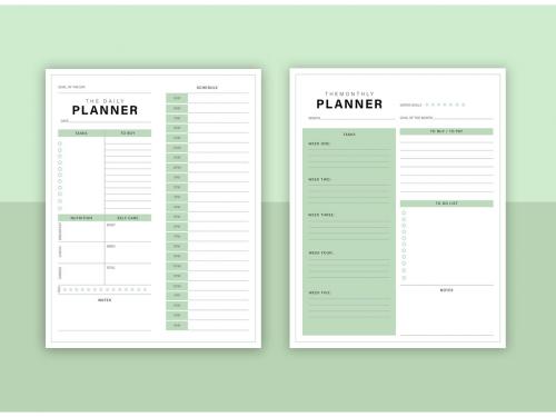 Green Planner Layout Set - 326444118