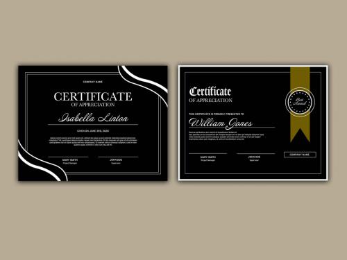 Black and White Certificate Layout Set - 326444127