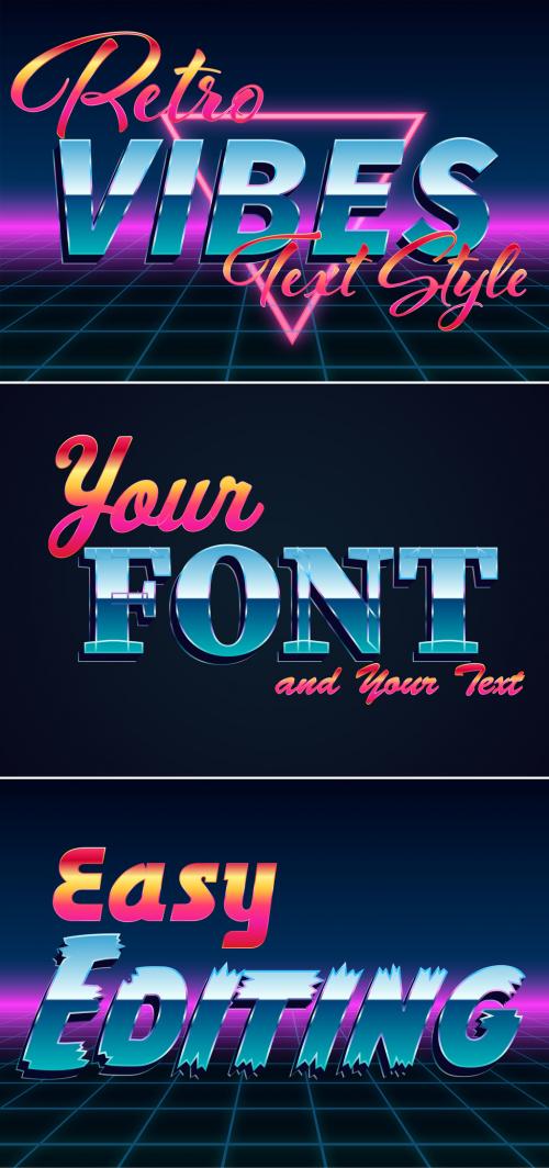 Retro Vibes Text Effect Mockup - 326451091