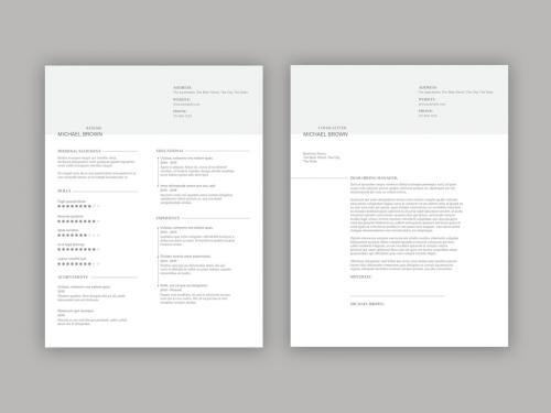 Resume Layout Set with Light Gray Header - 326736452