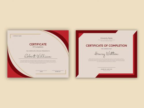 Certificate Layout Set with Red Corner Elements - 326736472