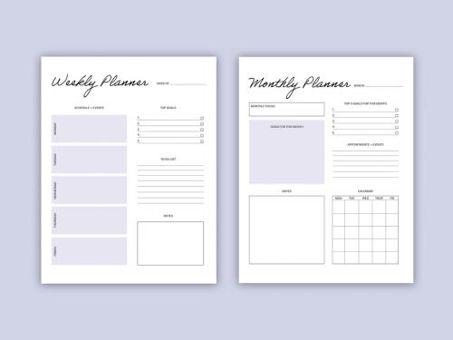 Planner Layout Set with Lilac Purple Accents - 326736503