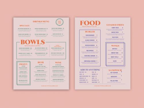 Tan Menu Layout with Colorful Accents - 326736505