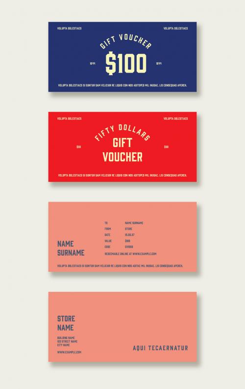 Blue and Red Gift Voucher Layouts - 326736508