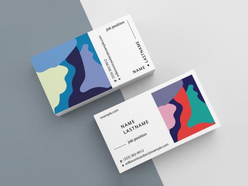 Business Card Layout with Abstract Pattern - 327635838