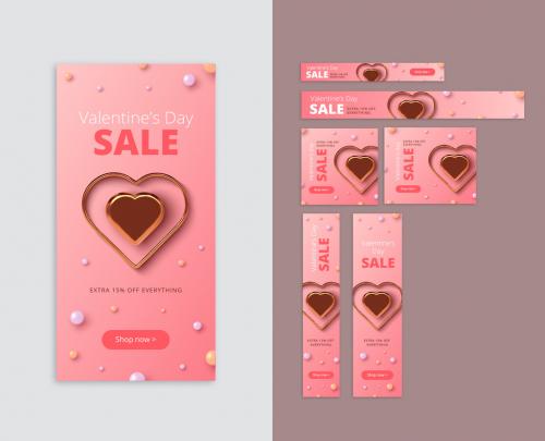 Layout Set of Valentine's Day Mobile Banners - 327635898