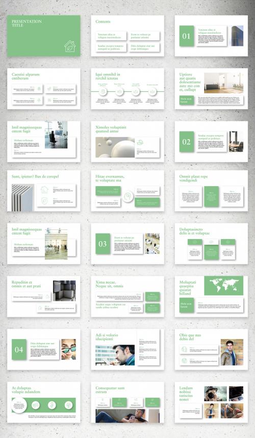 Business Presentation Layout Set with Green Accents - 327911520