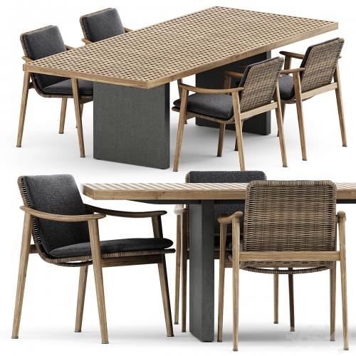 Fynn Outdoor chair and Quadrado table by Minotti