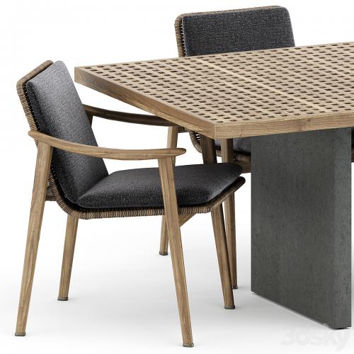 Fynn Outdoor chair and Quadrado table by Minotti