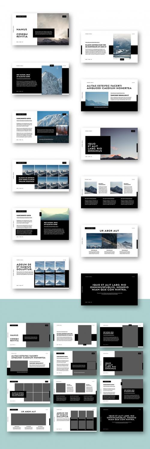 Black and White Presentation Layout with Bold Callout Elements - 327944146