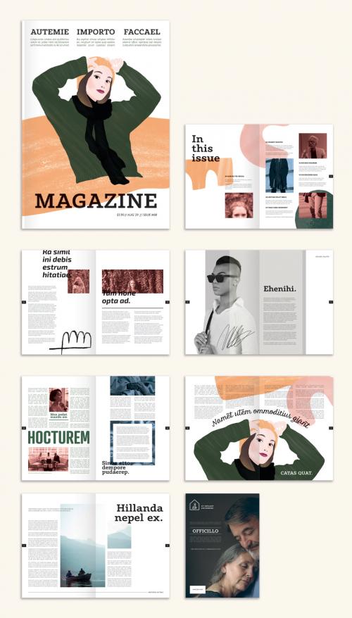 Magazine Layout with Character Illustration - 327944350