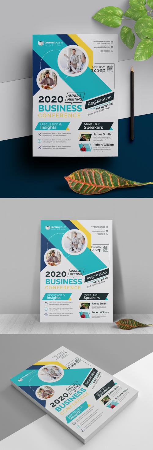 Annual Seminar Event Flyer Layout with Multicolored Accents - 327947734