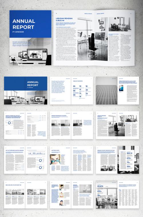 Traditional Corporate Report Layout with Blue Accents - 328123516