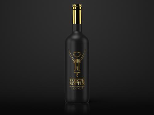 Premium Black Bottle Mockup on Black Background - 328127585