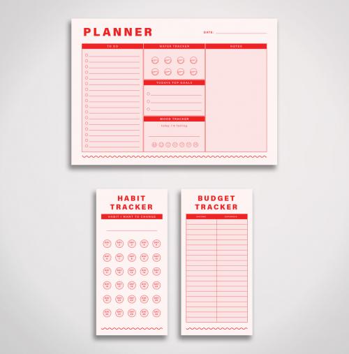 Red and Pink Planner Layout - 328175337