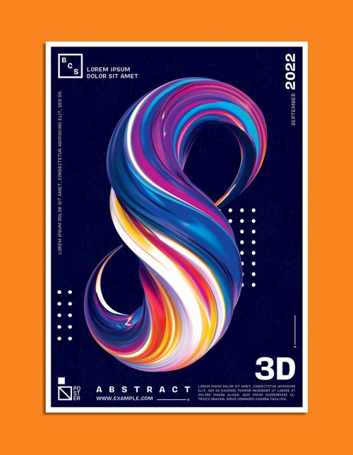 Abstract 3D Paint Brush Shape Poster Layout - 328341509