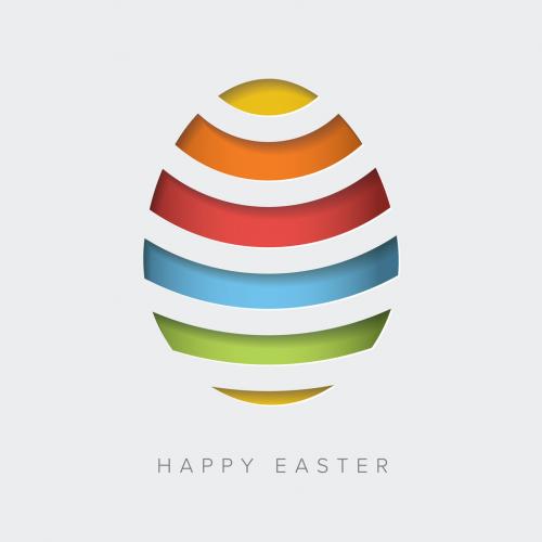 Happy Easter Card Template with Papercut Easter Egg - 328377347