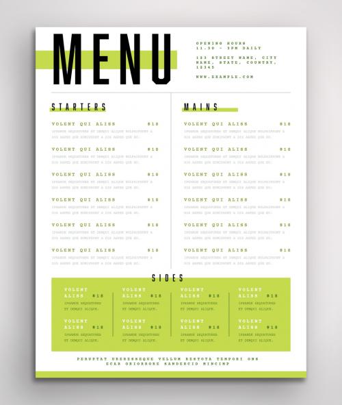 Menu Layout with Green Overlays and Accents - 328565805